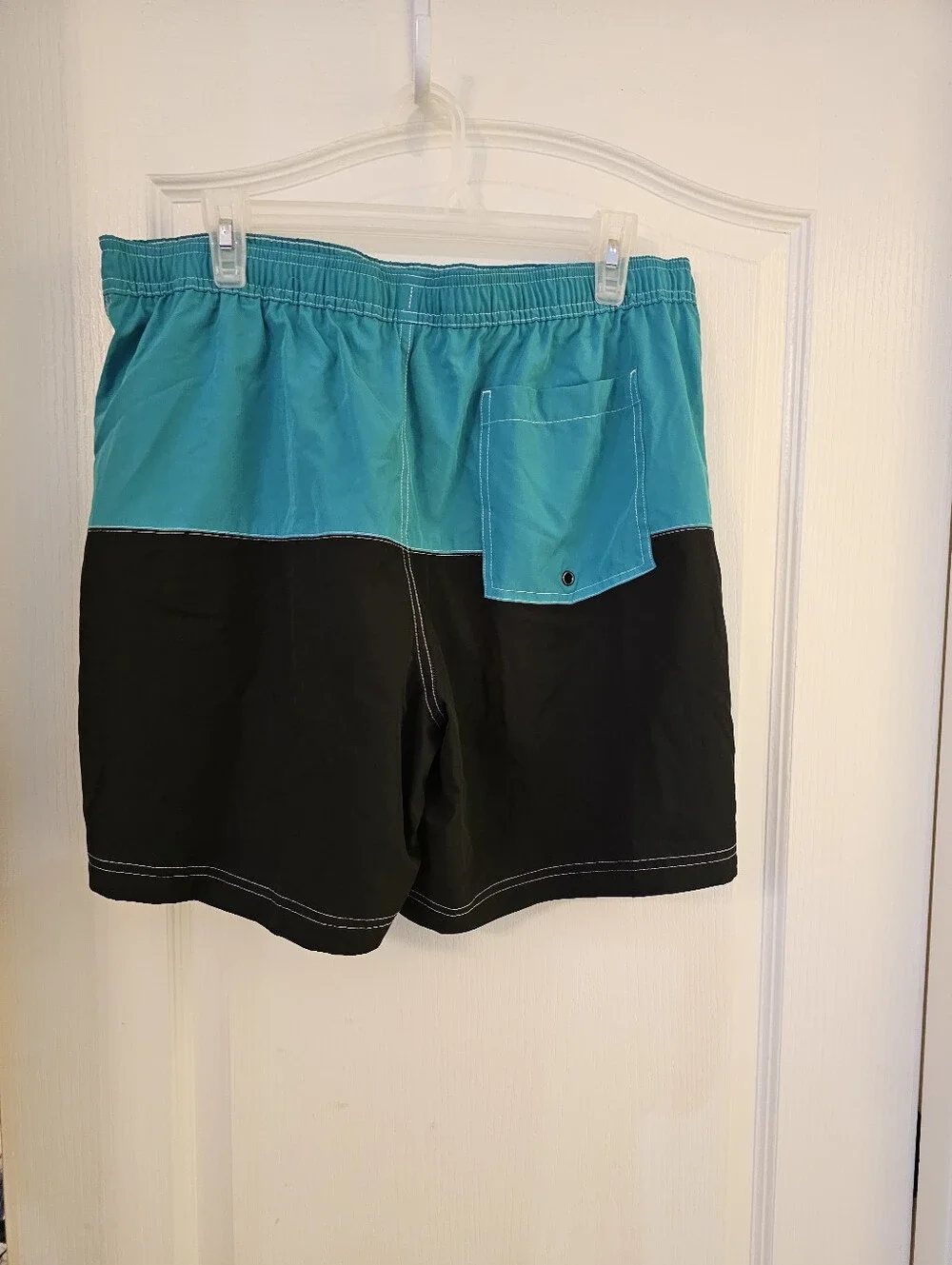 Sonoma Men's Two-Tone Black and Teal Swim Shorts
